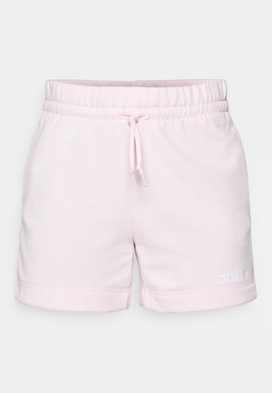 Shorts da atletica in cotone rosa con vita elasticizzata, cordino e tasche laterali. Presenta un piccolo logo bianco sull'orlo.