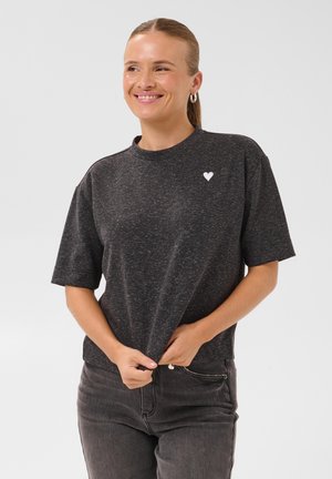 Kaffe KALESLIE T-SHIRT - T-shirt imprimé - dark grey m whisper w heart