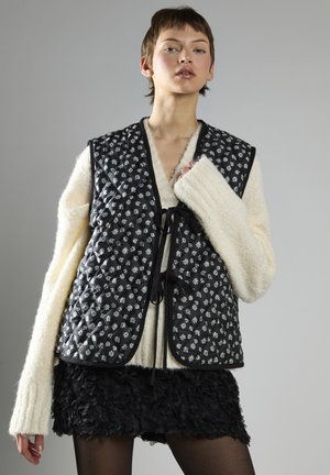 V-NECK QUILTED - Väst - black/white