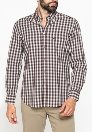 Carrera Jeans, BUTTON-DOWN SHIRT YARN-DYED REGULAR FIT - Camicia - checked pattern in shades of brown white and blue