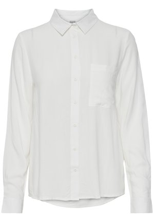 Camicia bianca a maniche lunghe con colletto button-down, tasca sul petto e tessuto morbido e liscio. Design classico con orlo dritto.