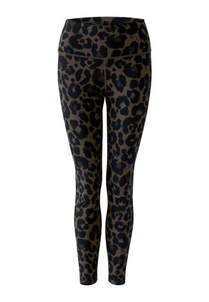 Oui, LEGGINGS - Leggings - Trousers - dk brown grey