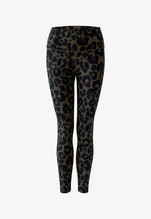 Oui, LEO PRINT - Leggings - Trousers - dk brown grey