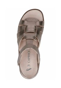 Sandalo in pelle con un design intrecciato in morbide tonalità beige. Presenta una soletta imbottita e una forma aperta sulla punta per una maggiore traspirabilità.