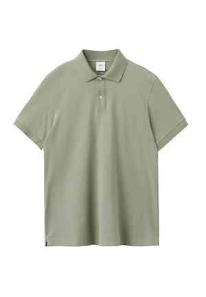 Light green short-sleeve polo shirt with two buttons and a classic collar, displayed flat on a white background.
