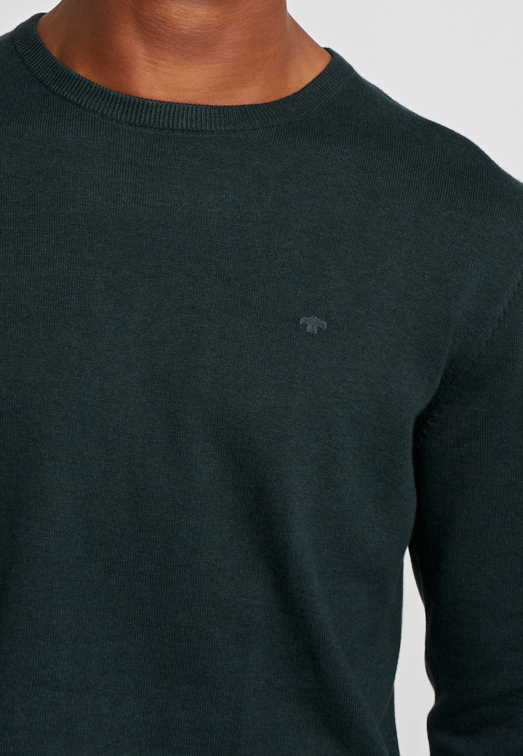 TOM TAILOR BASIC CREW NECK Strikkegenser dark gable TOM TAILOR BASIC CREW NECK - Strikkegenser - deep pond green melange