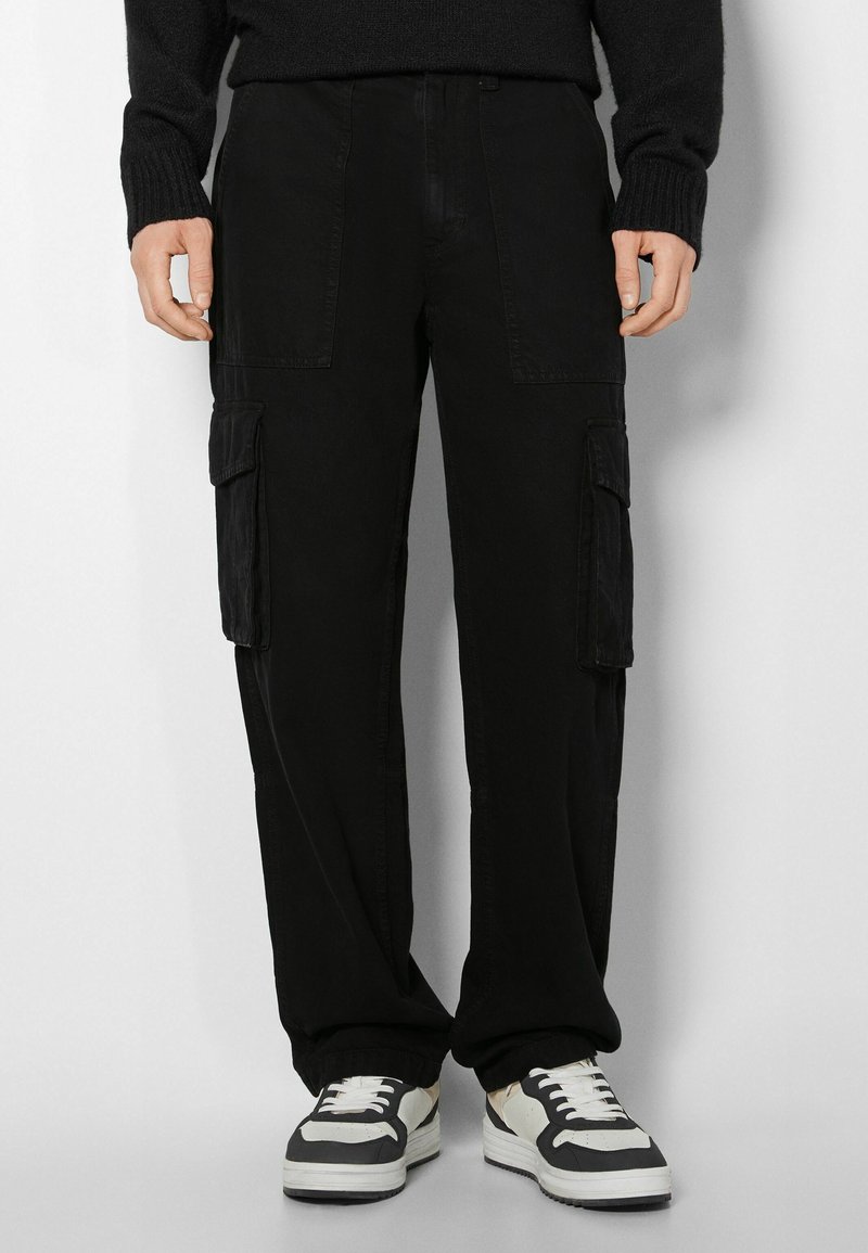 Bershka Pantalon cargo - black