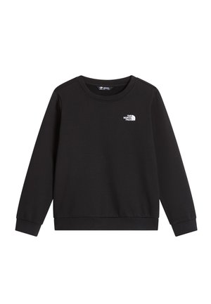 Felpa nera a manica lunga con scollo a girocollo e piccolo logo bianco The North Face sul lato sinistro del petto.