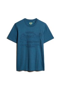 Superdry & Co EMBOSSED GRAPHIC - T-shirts print - charred teal grit