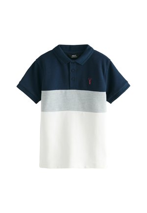REGULAR FIT - TEXTURED COLOURBLOCK  - Polo krekls - navy blue ecru