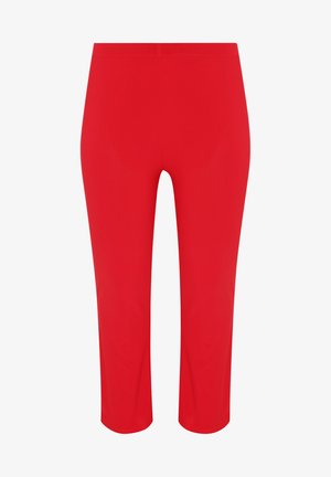 Rote, knielange Leggings aus dehnbarem Stoff mit elastischem Bund und ohne Taschen. Glatte Textur mit einer figurschmeichelnden Silhouette.
