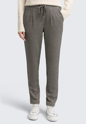 JACQUARD MIT KORDELZUG - Pantalon de survêtement - black/beige wave structure