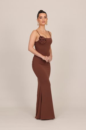 WAL G PETITE MARY ROSE TIE BACK  - Коктейлна рокля/Парти рокля - mocha