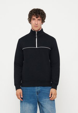 Pier One by Zalando, PIPING QUARTER ZIP - Суитшърт - black