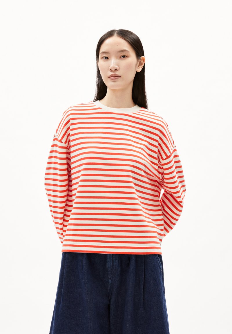 ARMEDANGELS FRANKA STRIPE - Maglietta a manica lunga - poppy red undyed