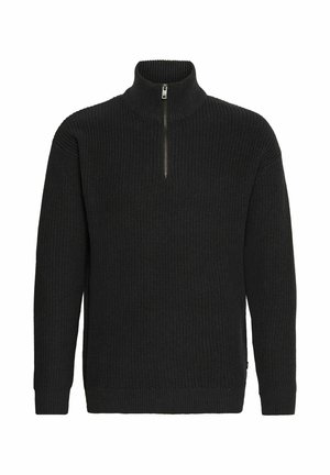 Must have mustriga mustika mustavärvi, peene ribiga tekstuuriga, kõrge krae ja pikad varrukad. Krael on metallist tõmblukk.