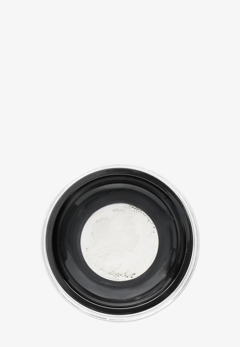 Rund keramisk fat med en blank svart overflate og et teksturert hvitt interiørdesign. Har en glatt kant og en minimalistisch estetikk.