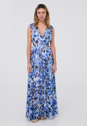 WITH A V-NECKLINE - Vestito lungo - var blu scuro