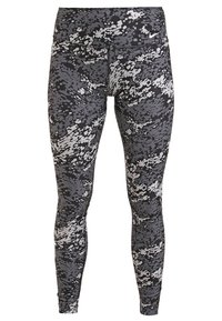 Czarno-szare legginsy w wzór z dopasowanym krojem, wykonane z elastycznej tkaniny, z wysokim stanem i akcentem w postaci logo Nike.