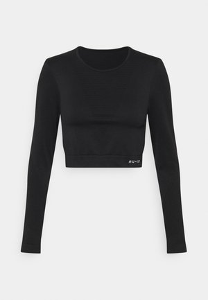 SEAMLESS LONG SLEEVE CROPPED - Top s dlouhým rukávem - black
