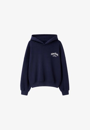 Stradivarius, OVERSIZED GRAPHIC SWEATSHIRT - Mikina s kapucňou - dark blue
