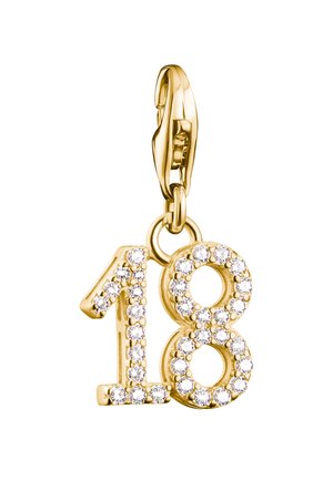 ZAHL 18  - Anhänger - gelbgoldfarben weiß