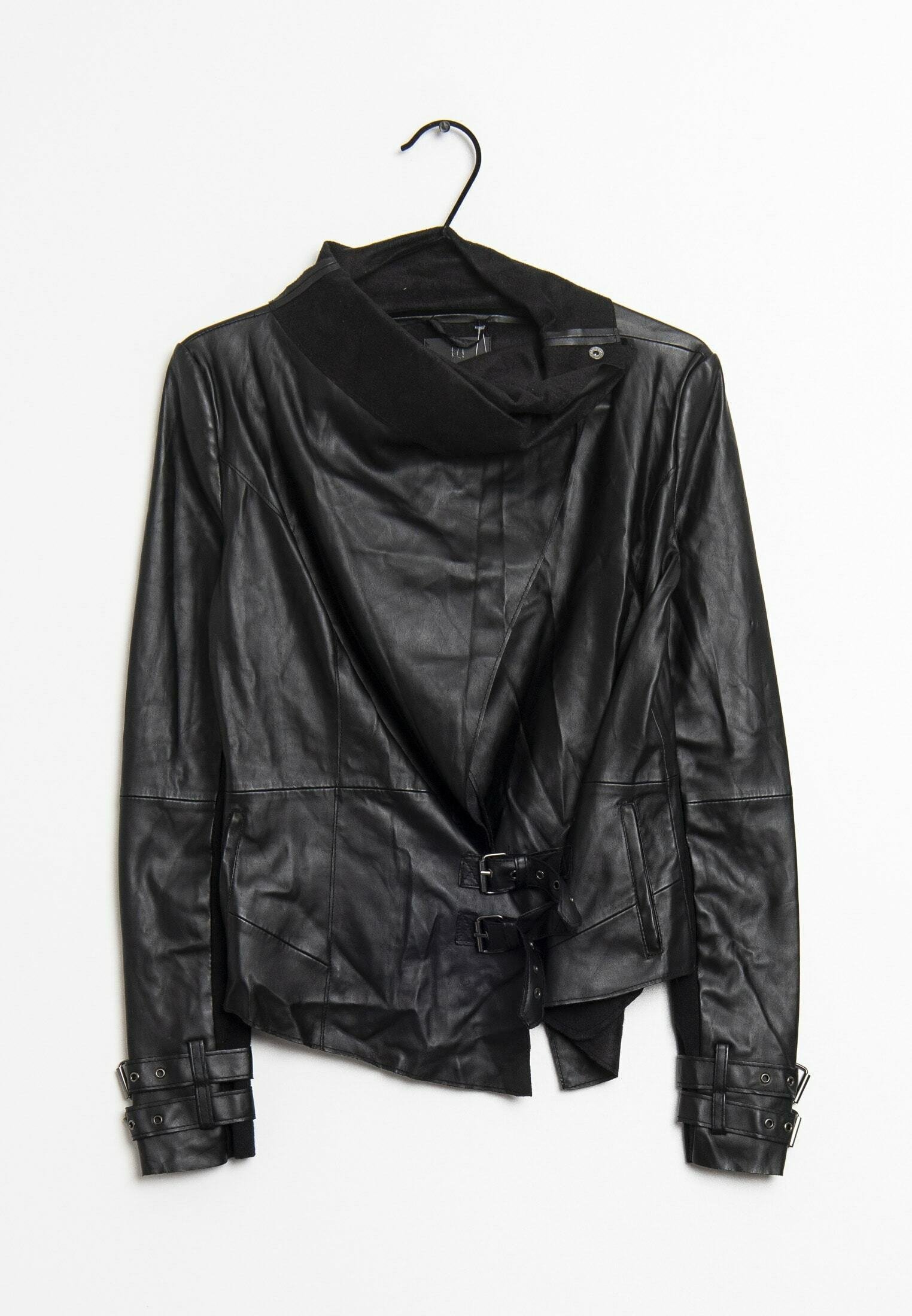 River Island Lederjacke black/schwarz (Pre-owned) Zalando