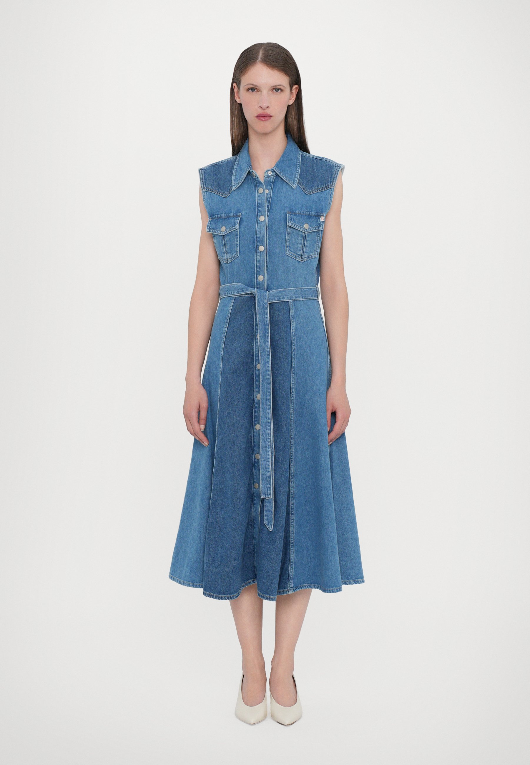 AG Jeans MARTIGUES PATCHED SLEEVELESS DRESS - Shirt dress - blue denim - Zalando AG Jeans MARTIGUES PATCHED SLEEVELESS DRESS - Shirt dress - blue denim - Zalando