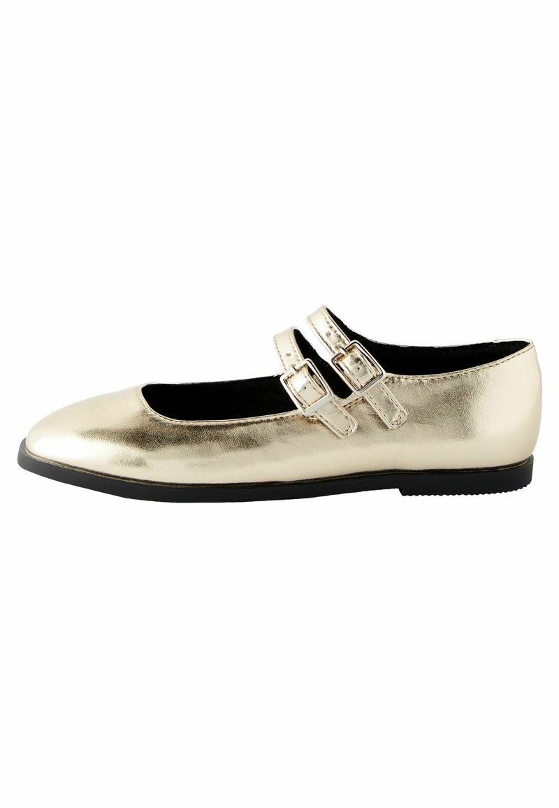 Next - DOUBLE STRAP MARY JANE  REGULAR FIT - Bokapántos balerina cipők - gold metallic, Nagyítás