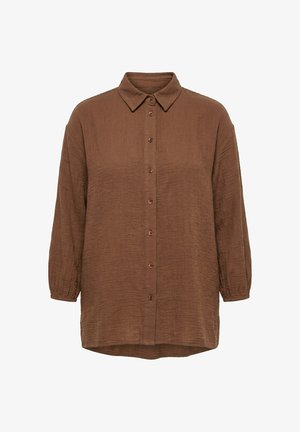 MIAMODA, MUSSELIN-BLUSE, OVERSIZED, 3/4-ÄRMEL - Camicia - cognac brown