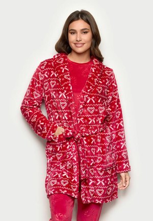 CANDY CANE CLUB  - Morgonrock - ruby with print