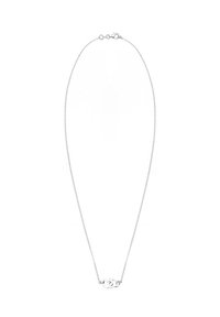 Sølv kædedyse med en vedhæng formet som sammenflettede sløjfer. Minimalistisk design med en glat overflade og let glans. Justerbar længde.