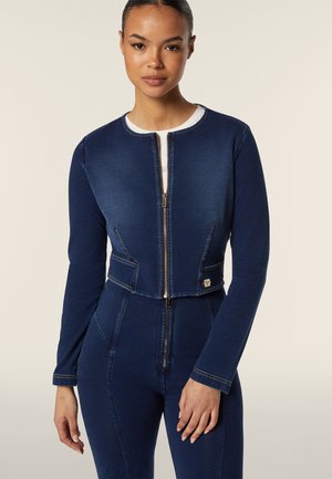 Jeansjacke - denim indigo beige seams