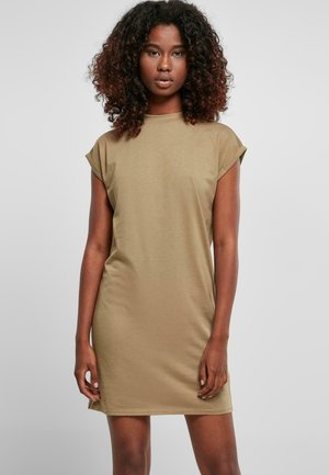 TURTLE EXTENDED SHOULDER - Jersey dress - khaki