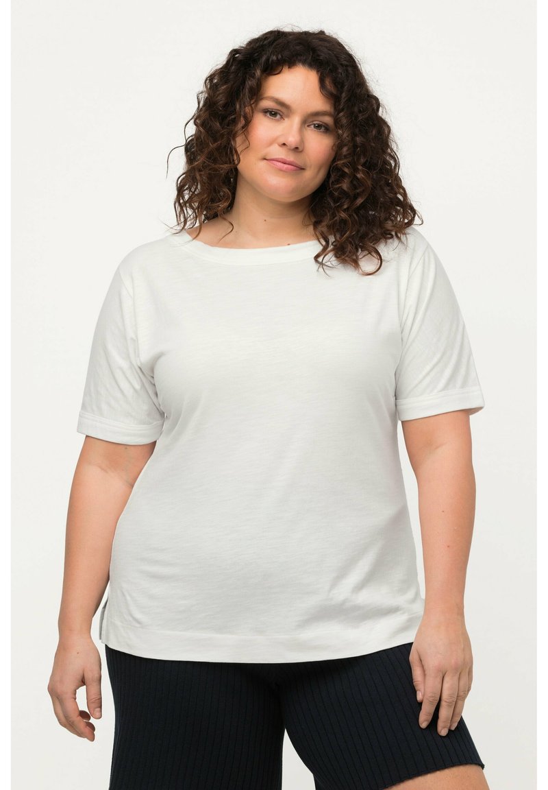 Ulla Popken Basic T-shirt met lange mouwen voor dames, zwart, 58-60 : Ulla Popken