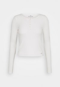 Long-Sleeve Ribbed Henley T-Shirt - Langarmshirt - white
