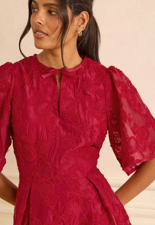 strapless open back dress Maxi Dress Red Long Dress Anais Tiered Ruffle Maxi Dress Size 6 main image 1