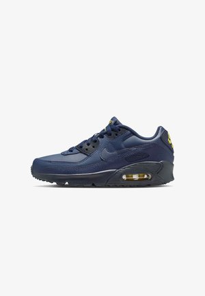 Granatowy but Nike Air Max z widoczną podeszwą z poduszka powietrzną i czarnymi detalami, widoczny z boku na białym tle.