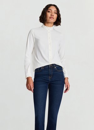 CON COLLETTO COREANA E VOLANT - Hemdbluse - bianco lana