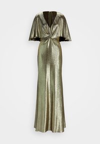 METALLIC KNIT TWIST-FRONT CAPE GOWN - Pidulikud riided - botanic green/gold-coloured