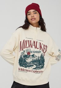 Terranova OVER A COLLO ALTO CON HALF ZIP E STAMPA MONTAGNA - Felpa - avorio