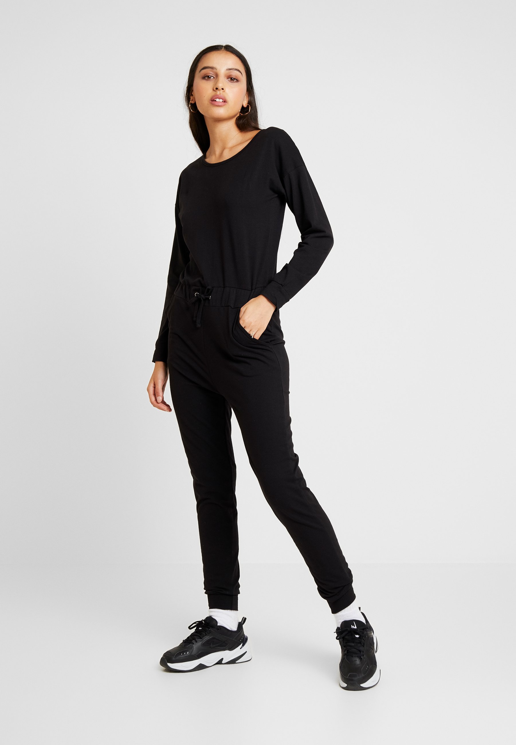 black casual loungewear jumpsuit
