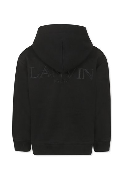 Felpa nera con cappuccio realizzata in morbido tessuto, con logo tonale "LANVIN PARIS" sul retro, polsini e orlo a coste.