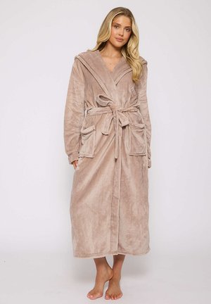 HOODED RIBBON TRIM LUXURY - Albornoz - taupe