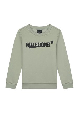 Jasnozielona bluza z okrągłym dekoltem i długimi rękawami, czarne logo "MALELIONS" oraz mała grafika lwa na piersi, zaprezentowana na jednolitym tle.