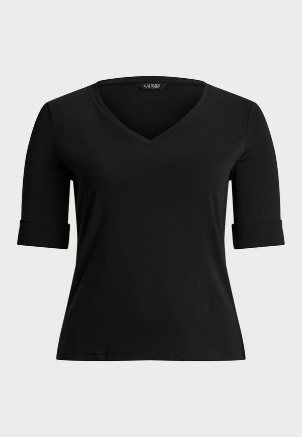 STRETCH COTTON ELBOW-SLEEVE V-NECK TEE - Basic T-shirt3