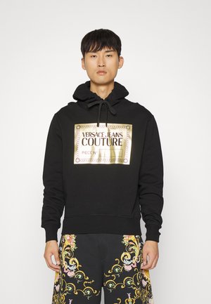PIECE TEXT FOIL - Mikina s kapucí - black