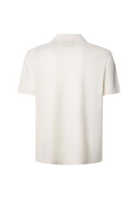 Short-sleeve polo shirt in off-white cotton, featuring a soft texture, classic collar, and clean back design without embellishments.