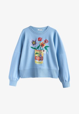 Next, Sweatshirt - pale blue embroidered tinned flowers graphic
