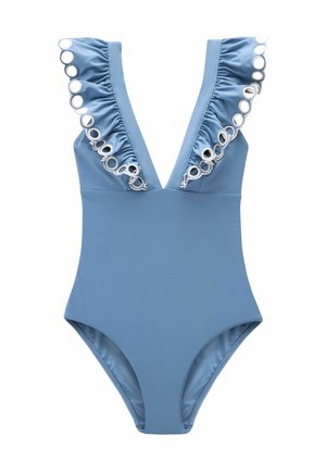 FRILL PLUNGE TUMMY CONTROL - Costume da bagno - steel blue